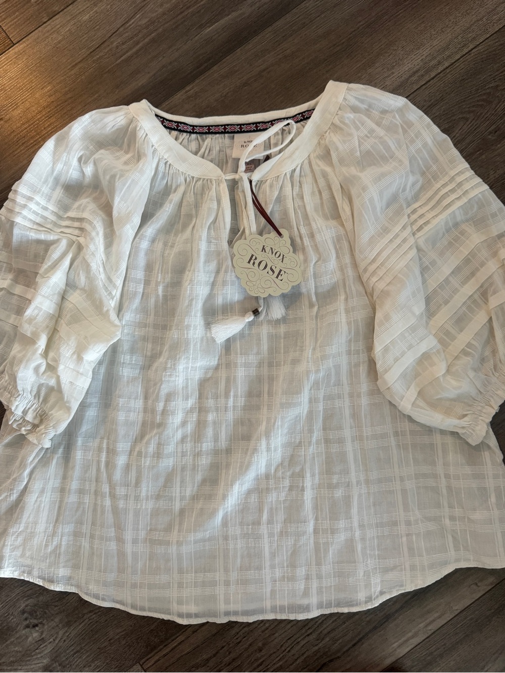 NWT Crisp White Boho Embroidered Tassel Blouse XXL hippie 2x - Picture 8 of 12